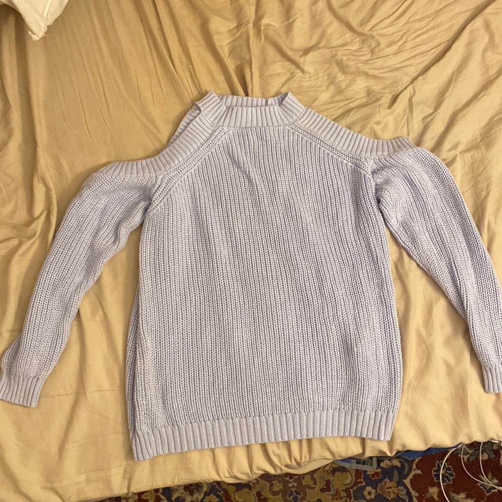 Baby blue cold shoulder sweater